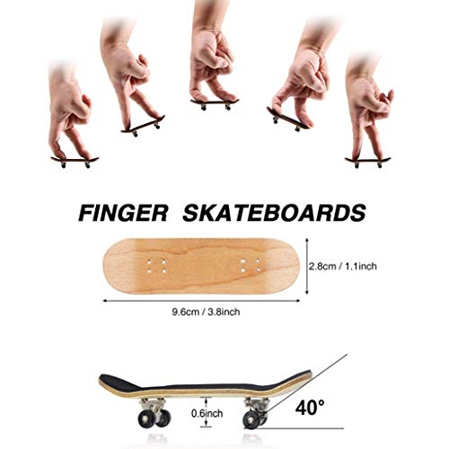 QNFY Monopatines para Dedos, Mini Diapasón de Madera Patineta de Dedo Skatepark Juguete DIY Montar Tablero de Dedos Fingerboard Finger Skateboards Niños (Negro)