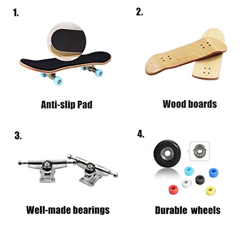 QNFY Monopatines para Dedos, Mini Diapasón de Madera Patineta de Dedo Skatepark Juguete DIY Montar Tablero de Dedos Fingerboard Finger Skateboards Niños (Negro)