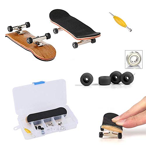 QNFY Monopatines para Dedos, Mini Diapasón de Madera Patineta de Dedo Skatepark Juguete DIY Montar Tablero de Dedos Fingerboard Finger Skateboards Niños (Negro)