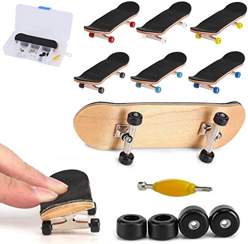 QNFY Monopatines para Dedos, Mini Diapasón de Madera Patineta de Dedo Skatepark Juguete DIY Montar Tablero de Dedos Fingerboard Finger Skateboards Niños (Negro)