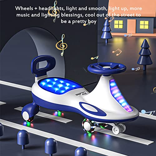 QSYY Wiggle Car para Niños, Carros Giratorios con Ruedas Intermitentes De PU Resistentes Al Desgaste, Luces, Cuerdas De Tracción Y Respaldos, Adecuado para Niños De 2 Años En Adelante,Verde