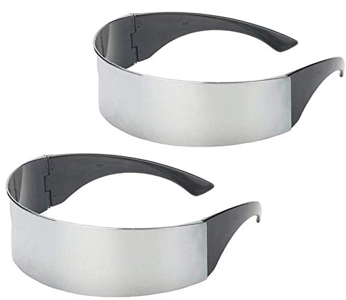 Queta 2 Piezas Gafas para Fiestas con Robot Espacial Soldado Futurista Estrecho Gafas de Sol con Robot Espacial Alienígena Disfraz de Cosplay (Silver)