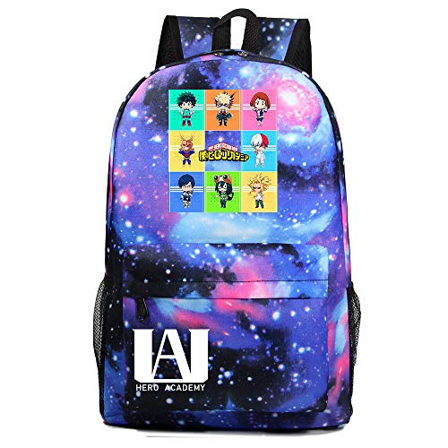 Qwhone Anime My Hero Academia Escuela Mochilas Escolar Talega de Libros Colegio Ordenador portátil Hero Academia Mochila Casual Viajes Daypack para Adolescente Chicas y Mujeres,Galaxy 1