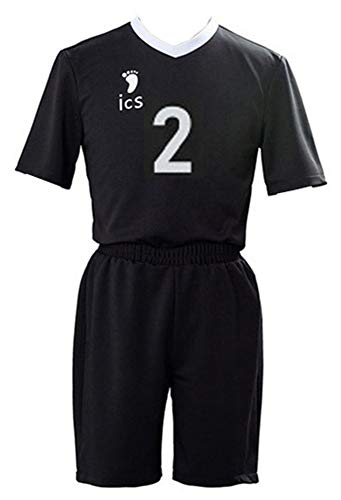 QYIFIRST Inarizaki High School Club Ren Omimi No.2 Jersey Set Voleibol Club Ren Omimi No.2 Camiseta Camiseta Uniforme Cosplay Disfraz Negro 3XL