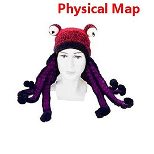 Rahungry Gorro De Pulpo Tejido A Mano, Gorro De Tentáculo De Pulpo para Adulto, Disfraz De Fiesta para Adulto, Único, Suave Y Cálido,A'