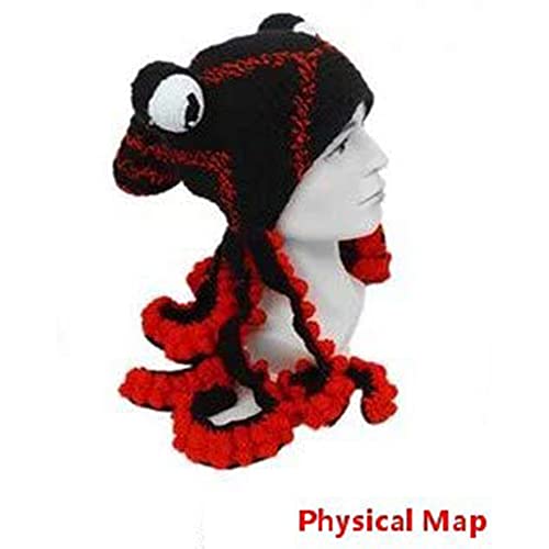 Rahungry Gorro De Tentáculo De Pulpo para Adulto, Gorro De Pulpo Tejido A Mano, Disfraz De Fiesta Cosplay para Adulto, Único Suave Y Cálido,A'