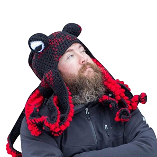 Rahungry Gorro De Tentáculo De Pulpo para Adulto, Gorro De Pulpo Tejido A Mano, Disfraz De Fiesta Cosplay para Adulto, Único Suave Y Cálido,A'