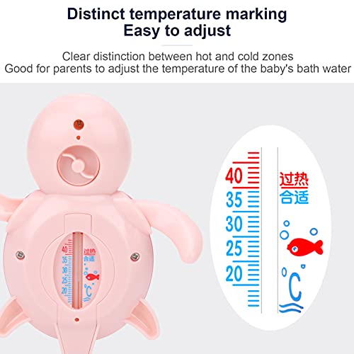 Ranvo Termómetro de Agua, termómetro de Temperatura de bañera Termómetro de baño Termómetro Flotante Forma de Tortuga para baño(Rosado)