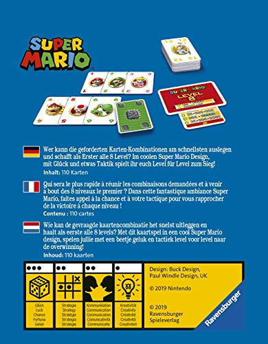 Ravensburger 26070 Super Mario Level 8 - Juego de Cartas a Partir de 8 años, Juego de Sociedad para 2-6 Jugadores, Juego Familiar, edición Super Mario (versión Alemana)