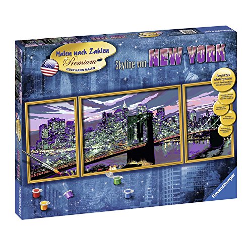 Ravensburger 28951 - Tríptico de pintura por números diseño "Rascacielos de Nueva York", 100 x 40 cm [importado de Alemania] , color/modelo surtido