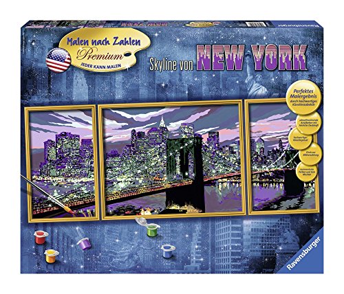 Ravensburger 28951 - Tríptico de pintura por números diseño "Rascacielos de Nueva York", 100 x 40 cm [importado de Alemania] , color/modelo surtido