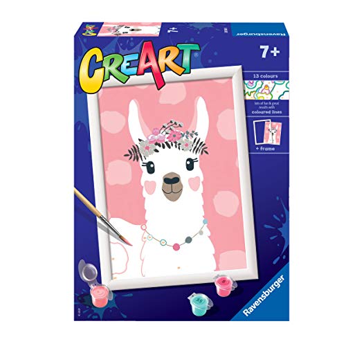 Ravensburger CreArt Lama, Kit de Pintura, Pintar por Números, Juego Creativo para Niños y Niñas, Edad Recomendada 7+