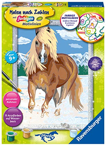 Ravensburger- Haflinger im Schnee 28780-Cuadro de Pintura por números, diseño Nieve, Multicolor (28780)