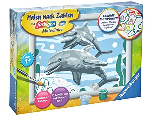 Ravensburger Pintar por números 28468 – Delfines amistosos – para niños a Partir de 7 años