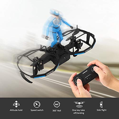 RC Drone, 2.4GHz 2 Ejes RC Stunt Paraglider Drone Altitude Hold Mode Drone Quadcopter Drone de Control Remoto de 4 Canales con Modo de Filtro 2 en 1(Azul)