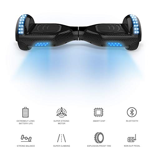 RCB Hoverboard 6.5 y Hoverkart Overboard con Bluetooth Hoverboards con Luces LED Asiento Sólido niños