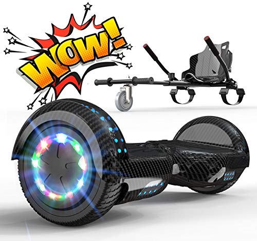 RCB Hoverboard 6.5 y Hoverkart Overboard con Bluetooth Hoverboards con Luces LED Asiento Sólido niños