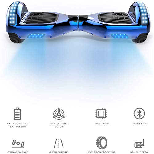 RCB Hoverboard 6.5 y Hoverkart Overboard con Bluetooth Hoverboards con Luces LED Asiento Sólido niños