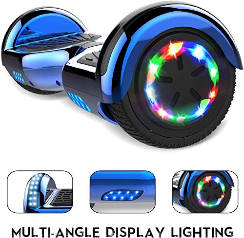 RCB Hoverboard 6.5 y Hoverkart Overboard con Bluetooth Hoverboards con Luces LED Asiento Sólido niños