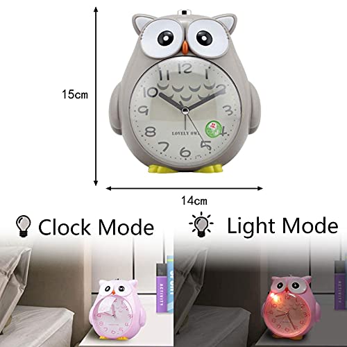 Reloj despertador, reloj de cuarzo con indicaciones de voz, reloj despertador de búho para niños con luz de despertador, reloj despertador de búho para niños, reloj silencioso de búho de dibujos