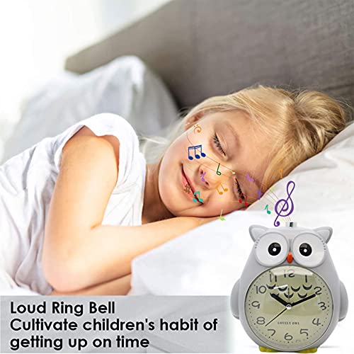 Reloj despertador, reloj de cuarzo con indicaciones de voz, reloj despertador de búho para niños con luz de despertador, reloj despertador de búho para niños, reloj silencioso de búho de dibujos