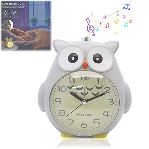 Reloj despertador, reloj de cuarzo con indicaciones de voz, reloj despertador de búho para niños con luz de despertador, reloj despertador de búho para niños, reloj silencioso de búho de dibujos