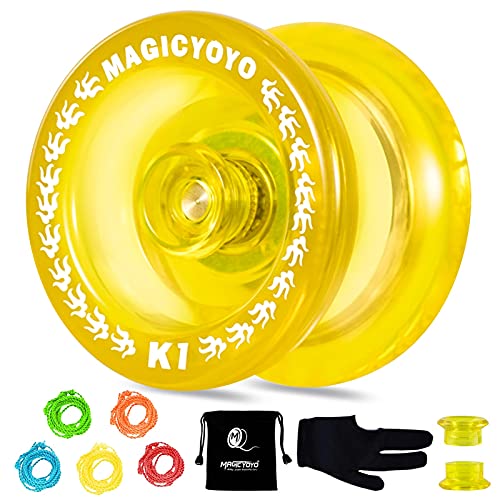 Responsive YoYo MAGIC YOYO K1-Plus with Yoyo Bag/Sack + 3 Strings and Yo-Yo Glove Gift (Crystal yellow)