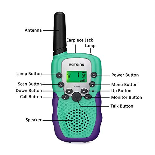 Retevis RA618 Walkie Talkies para Niños, Juguetes, Regalos para Niños de 6 a 12 Años, Niñas, 8 Canales, Linterna VOX, Walky Talky, para Niños, Escondite, Camping, Senderismo, Excursión de Primavera