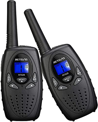 Retevis RT628 Walkie Talkies Niños Fácil de Usar Largo Alcance Recargable Walky Talky para Niños de 3 a 12 Juguete de Regalo para Senderismo, Camping, Jardín, Actividades al Aire Libre (1 Par, Negro)