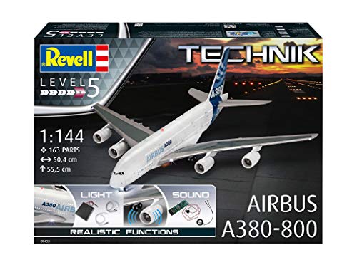 Revell GmbH 00453 Airbus A380-800 Technik - Kit de plástico con electrónica y Sonido, Color Blanco, 1:144