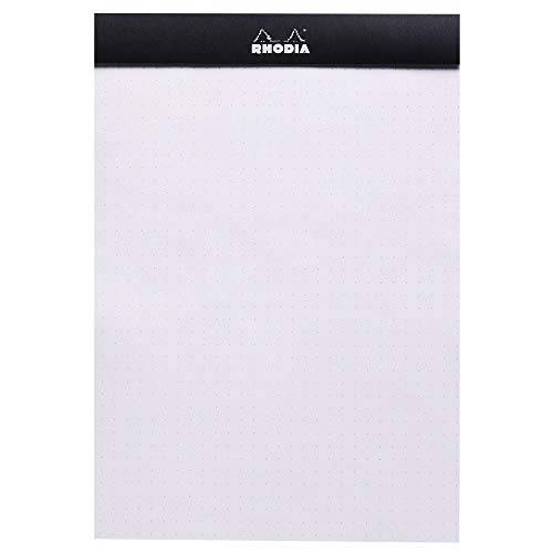 RHODIA 16559C - Bloc-Notes Agrafé Dotpad N°16 Black - A5 - Pointillés Dot - 80 Feuilles Détachables - Papier Clairefontaine Blanc 80 g/m² - Couverture en Carte Enduite Souple et Résistante - Basics