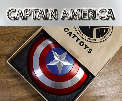 Ricnoc Escudo Capitan America Aleación de Aluminio Adulto Escudo de Superhéroe Halloween Adultos Barra de Escudo Decoración para Colgar en La Pared/Recoger