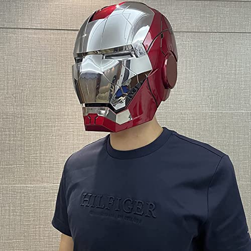 Ricnoc MK5 Iron Man Casco Armadura,1/1 Apertura y Cierre Eléctricos Máscara,Superhéroe Usable Real Disfraces de Halloween Fiesta Sombreros Coleccionables,ABS