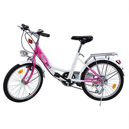 Ridgeyard 20 Pulgadas Bicicleta Bicicleta Niños Niñas por 12-16 Años Children Bicycle Bike（Rosa + Blanco）