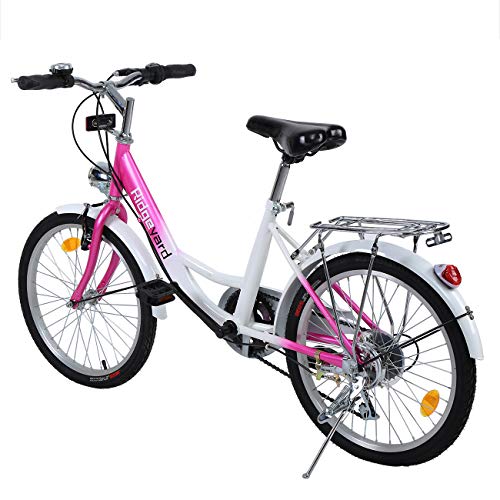 Ridgeyard 20 Pulgadas Bicicleta Bicicleta Niños Niñas por 12-16 Años Children Bicycle Bike（Rosa + Blanco）