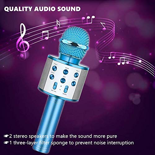 Rigrer Micrófono Inalámbrico Karaoke Bluetooth,Micrófono Karaoke Portátil para KTV,Cantar,Grabación,Karaoke Player Micrófono con 2 Altavoces Incorporados, Compatible con PC/Smartphone