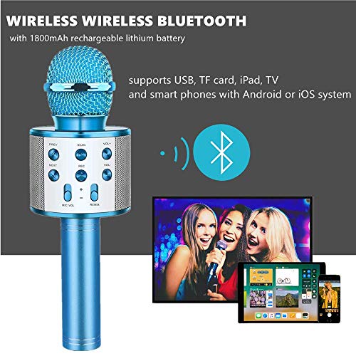 Rigrer Micrófono Inalámbrico Karaoke Bluetooth,Micrófono Karaoke Portátil para KTV,Cantar,Grabación,Karaoke Player Micrófono con 2 Altavoces Incorporados, Compatible con PC/Smartphone