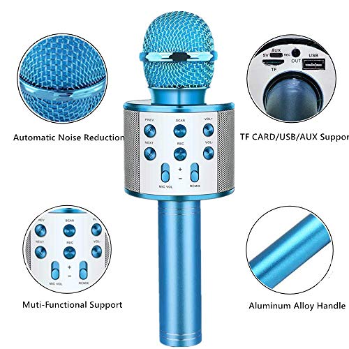 Rigrer Micrófono Inalámbrico Karaoke Bluetooth,Micrófono Karaoke Portátil para KTV,Cantar,Grabación,Karaoke Player Micrófono con 2 Altavoces Incorporados, Compatible con PC/Smartphone