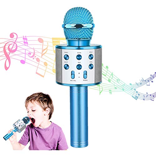 Rigrer Micrófono Inalámbrico Karaoke Bluetooth,Micrófono Karaoke Portátil para KTV,Cantar,Grabación,Karaoke Player Micrófono con 2 Altavoces Incorporados, Compatible con PC/Smartphone