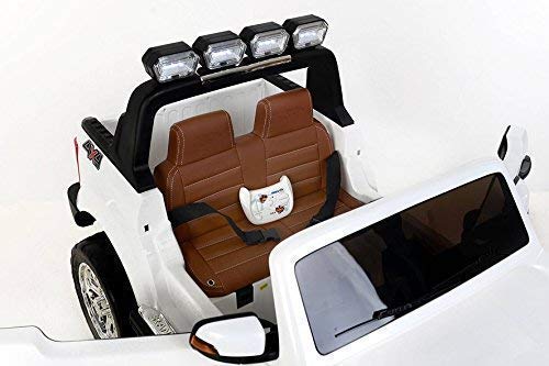 RIRICAR Ford Ranger Wildtrak 4X4 LCD Luxury, Coche eléctrico para niños, 2.4Ghz, Pantalla LCD, Blanco, 2x12V, 4 X Motor, Mando a Distancia, Dos Asientos en Cuero, Ruedas Blandas de EVA, Bluetooth