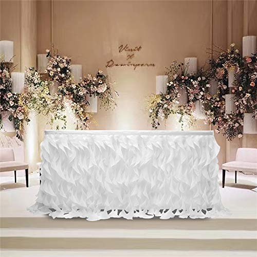 rismart Multicapa Tul Falda de Mesa Tutu Ropa por Cumpleaños Boda Fiestas, Decoración de Cama Blanco,77 H x L 275 cm