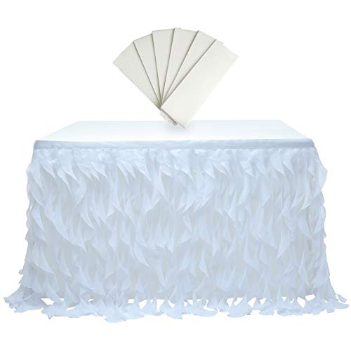 rismart Multicapa Tul Falda de Mesa Tutu Ropa por Cumpleaños Boda Fiestas, Decoración de Cama Blanco,77 H x L 275 cm