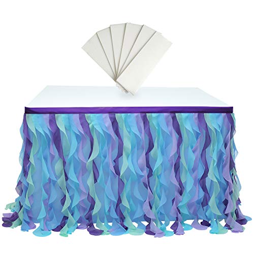 rismart Multicapa Tul Falda de Mesa Tutu Ropa por Cumpleaños Boda Fiestas, Decoración de Cama Tritón Azul,77 H x L 187 cm