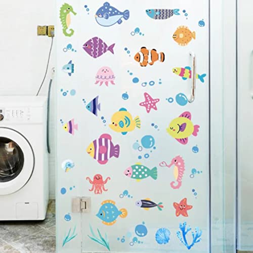 Rjjrr Diy Dibujos Animados Océano Peces Pegatinas De Pared Bebé Piscina Habitación De Maternidad Baño Decoración Pez Payaso Impermeable Pvc Calcomanías Decor