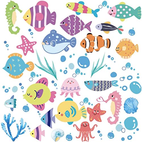 Rjjrr Diy Dibujos Animados Océano Peces Pegatinas De Pared Bebé Piscina Habitación De Maternidad Baño Decoración Pez Payaso Impermeable Pvc Calcomanías Decor