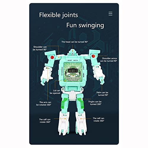 Robot Transformable Game Watch for Kids, Relojes de juguetes electrónicos geniales creativos, relojes de muñeca digitales de múltiples colores para niño, regalo de cumpleaños estudiantil de niño