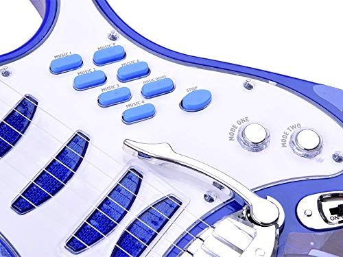 Rock Guitarra con Cuerdas de Acero, Amplificadores, Soporte Ajustable y Micrófono - Guitarra Rock para Niños - Guitarra Infantil - Rock Guitarra - Guitarra para Juguetes Instrumento Musical Infantil