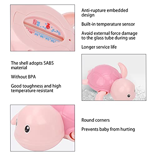 Rodi Termómetro de Agua, termómetro de Temperatura de bañera Termómetro de baño con Forma de Tortuga Termómetro Flotante para bebé para baño(Rosado)