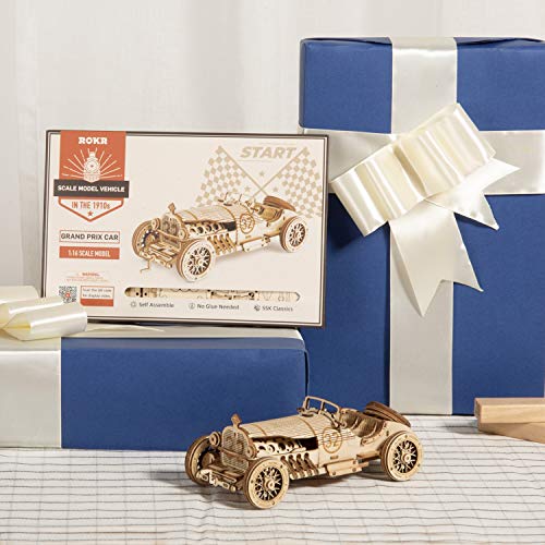 ROKR Rompecabezas de madera 3D Para Adultos Niños Vintage Grand Prix Kits de Modelos de Coches Regalo Para Adolescentes