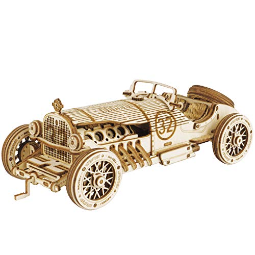 ROKR Rompecabezas de madera 3D Para Adultos Niños Vintage Grand Prix Kits de Modelos de Coches Regalo Para Adolescentes